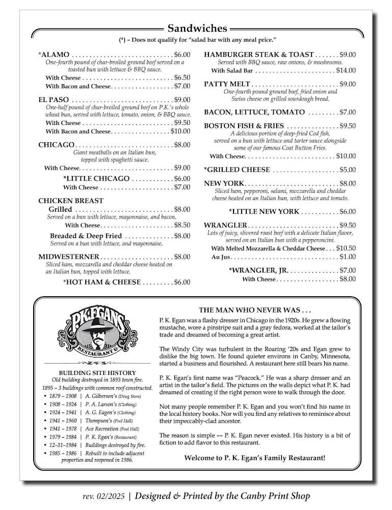 P K Egans Family Restaurant Hamburger Steak & Toast